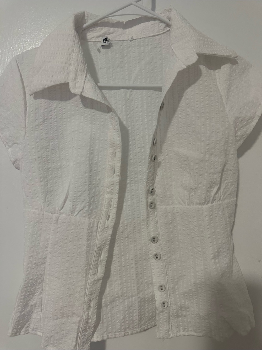 Princess Polly White Button-Front Collared Top - Picture 3 of 6